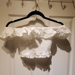 White off the shoulder crop top